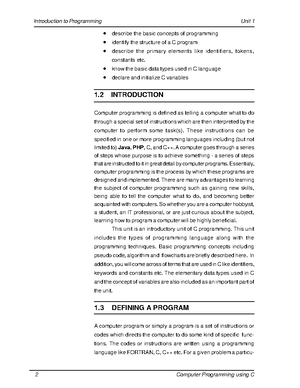 Mod-1-c - Helpful notes for 1st sem bca c programming