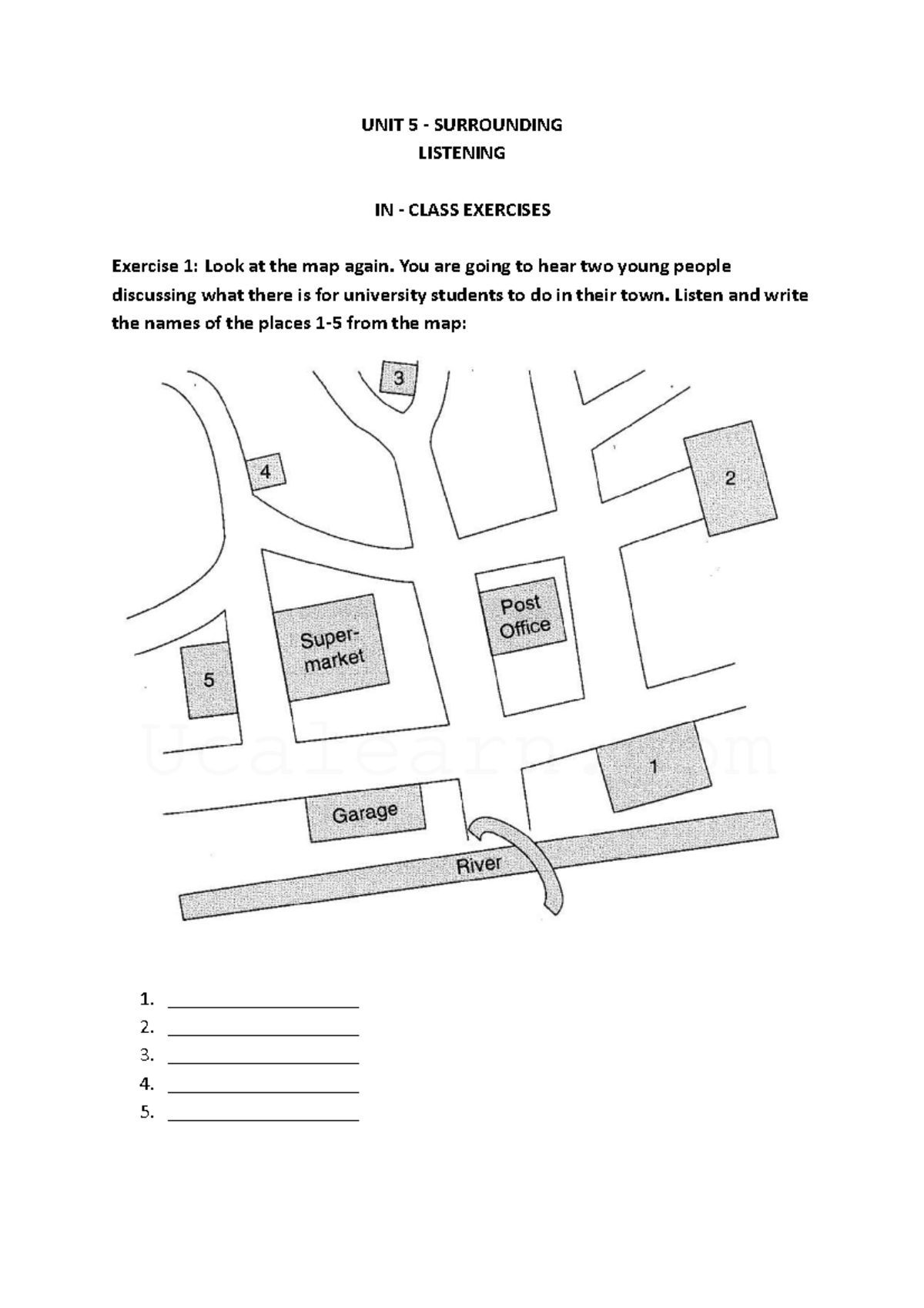 Worksheet - U5 - Listening - UNIT 5 - SURROUNDING LISTENING IN - CLASS ...