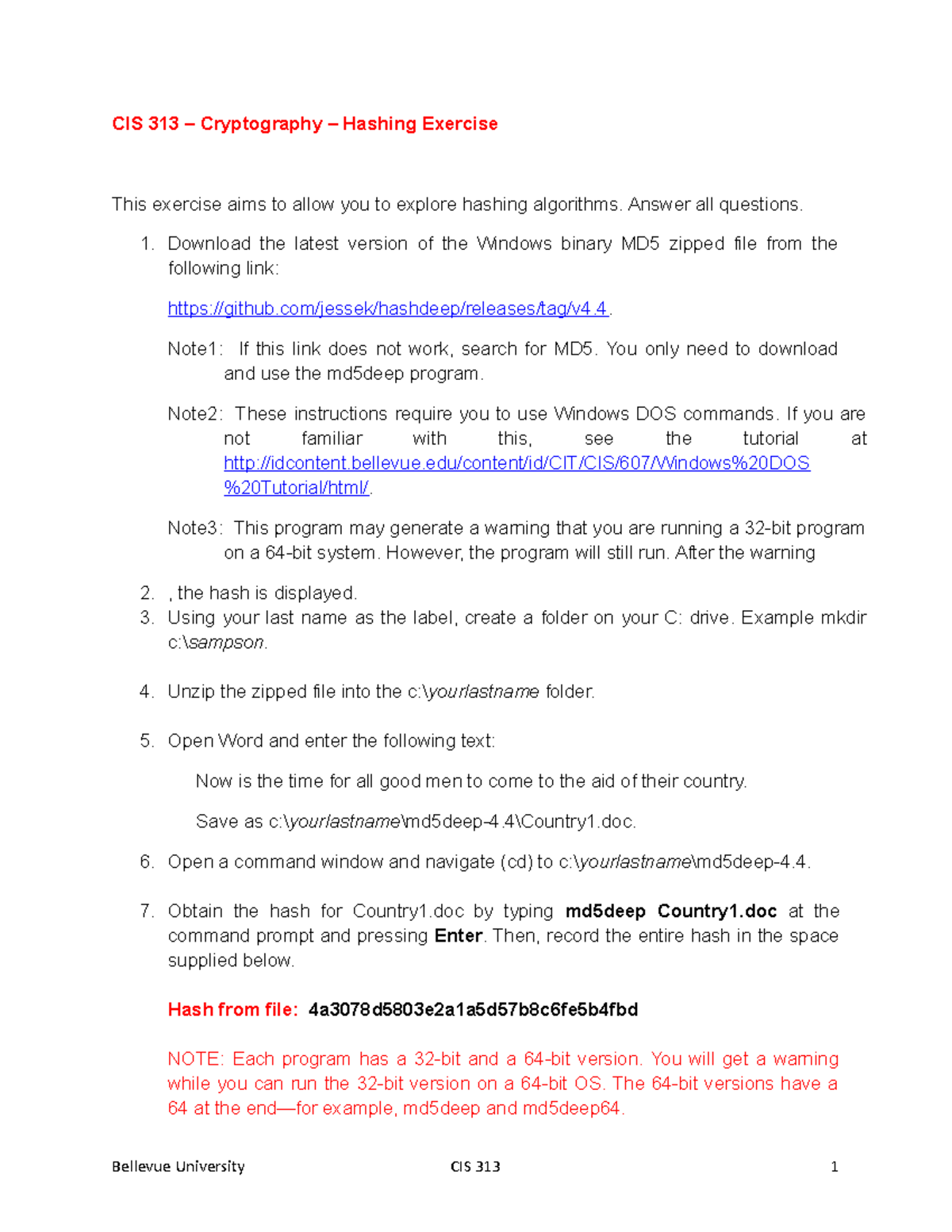 313Hashing Exercise - Hashing - CIS 313 – Cryptography – Hashing ...