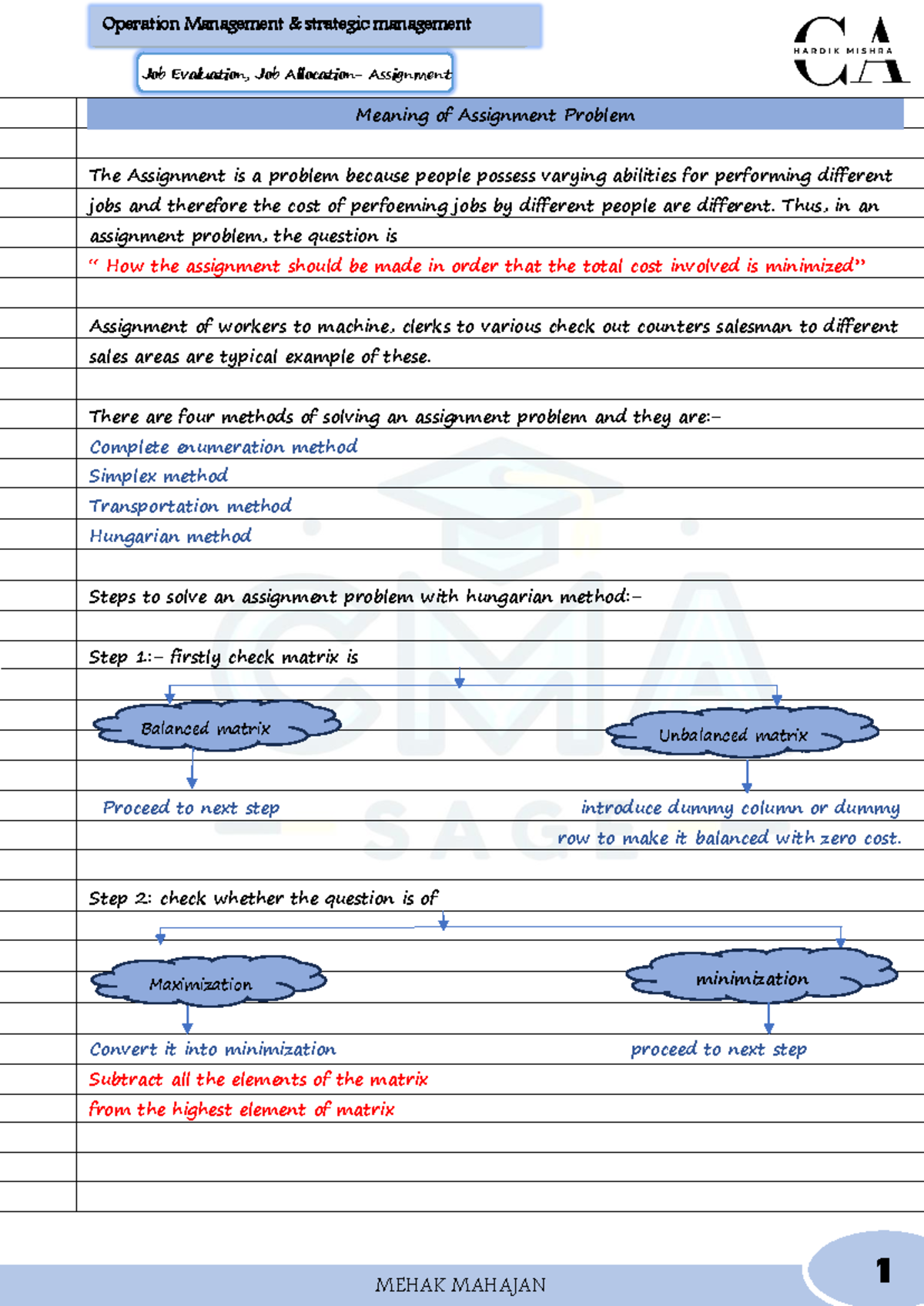 CH-3 Assignment - notes - Job Evaluation, Job Allocation- Assignment 1 ...
