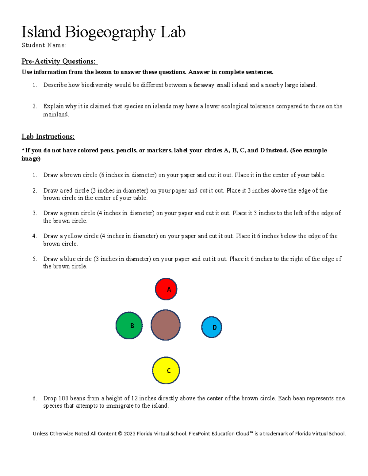 02 02 worksheet very easy A B C D Island Biogeography Lab Student