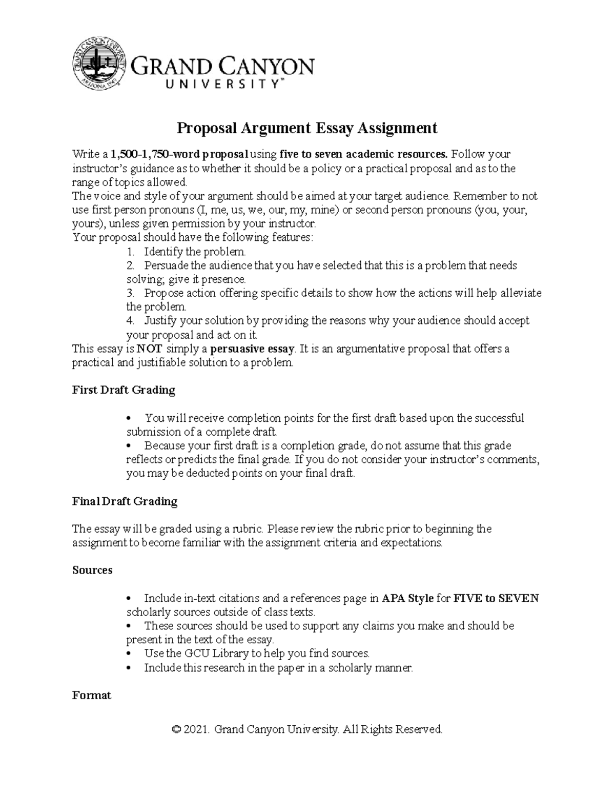 proposal argument essay assignment