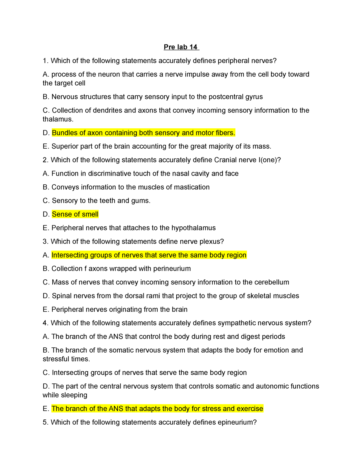 Chapter 14 Lab Prepost Activity Pre Lab 14 Which Of The Following 