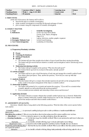 Strategic Intervention Material - BSEd Sciences - Studocu