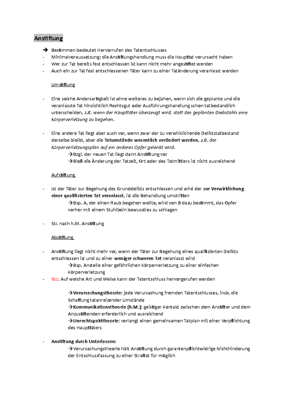Anstiftung anstiftung bestimmen bedeutet hervorrufen des
