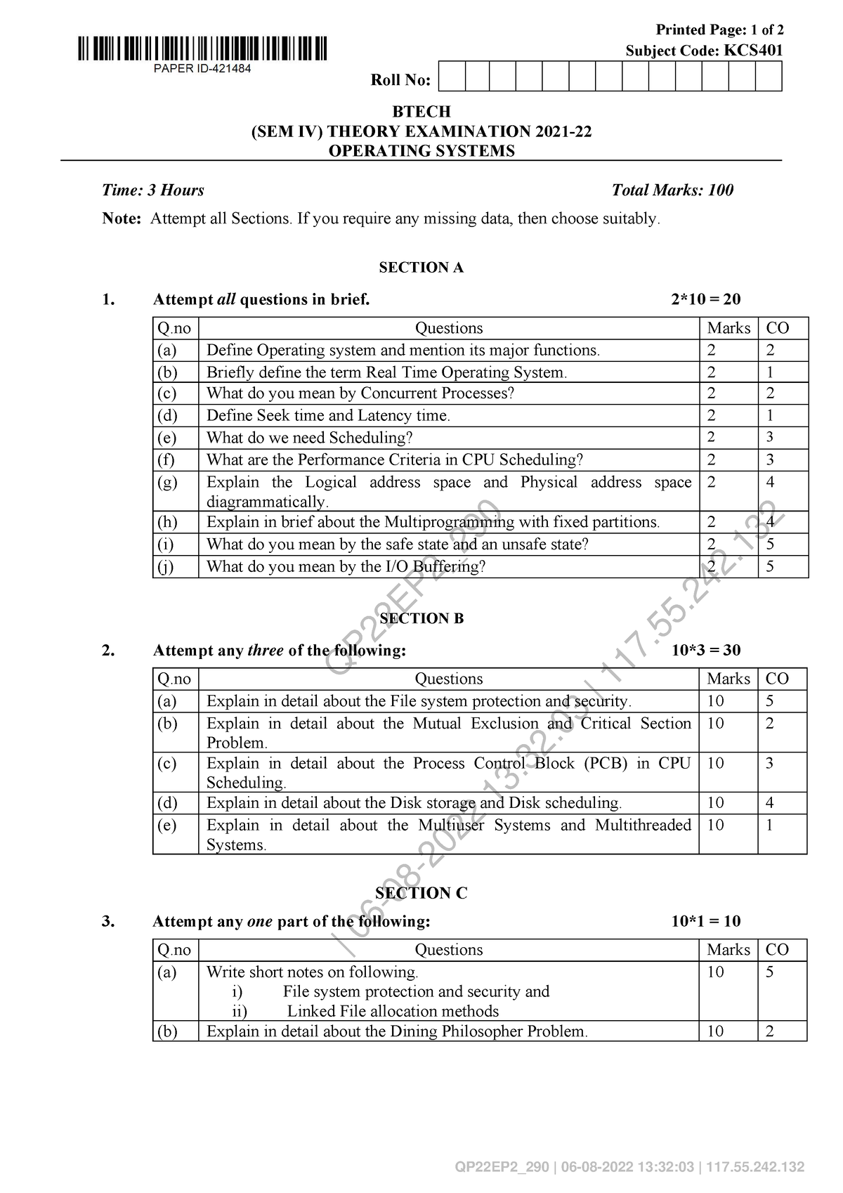 OS Previous Year Question Paper - Bachelor of Science in Information ...