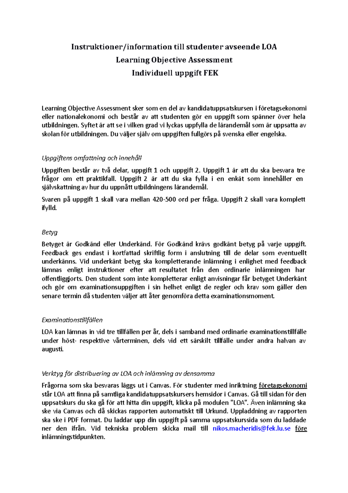 LOA Informationsbrev 210924 information till uppgift 1 - Instruktioner ...