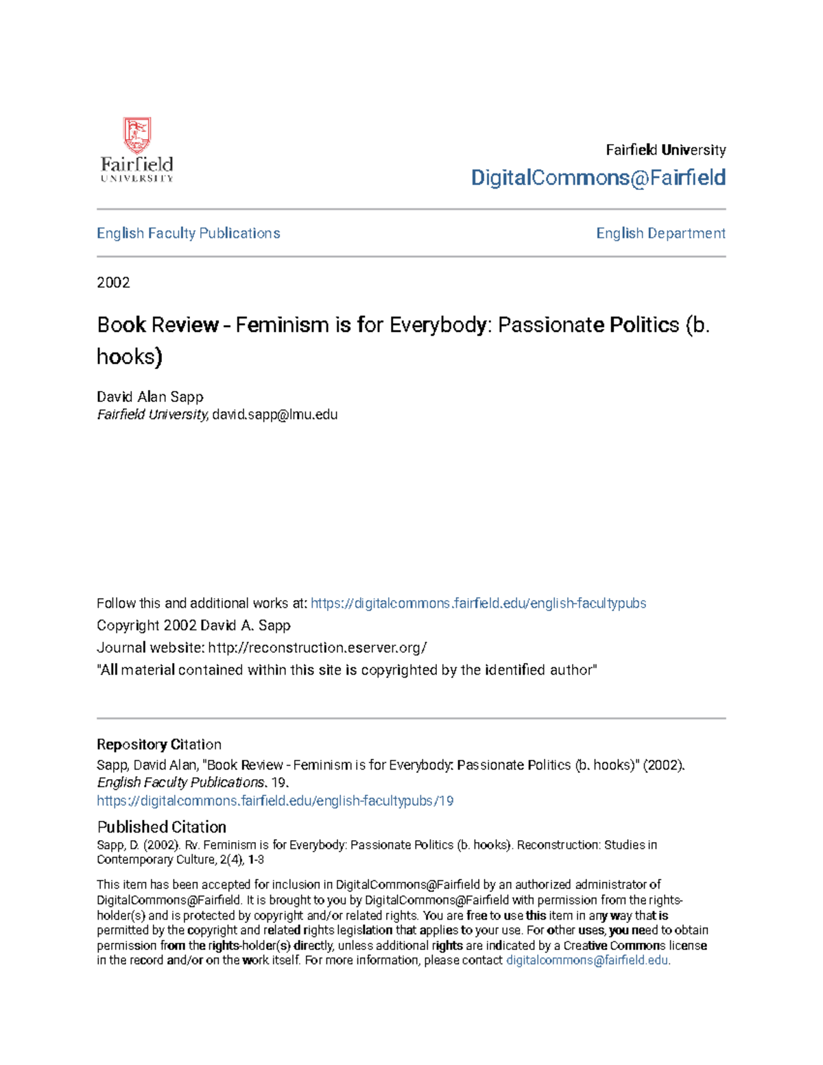 Book Review - Feminism Is For Everybody Passionate Politics (b - Hooks ...