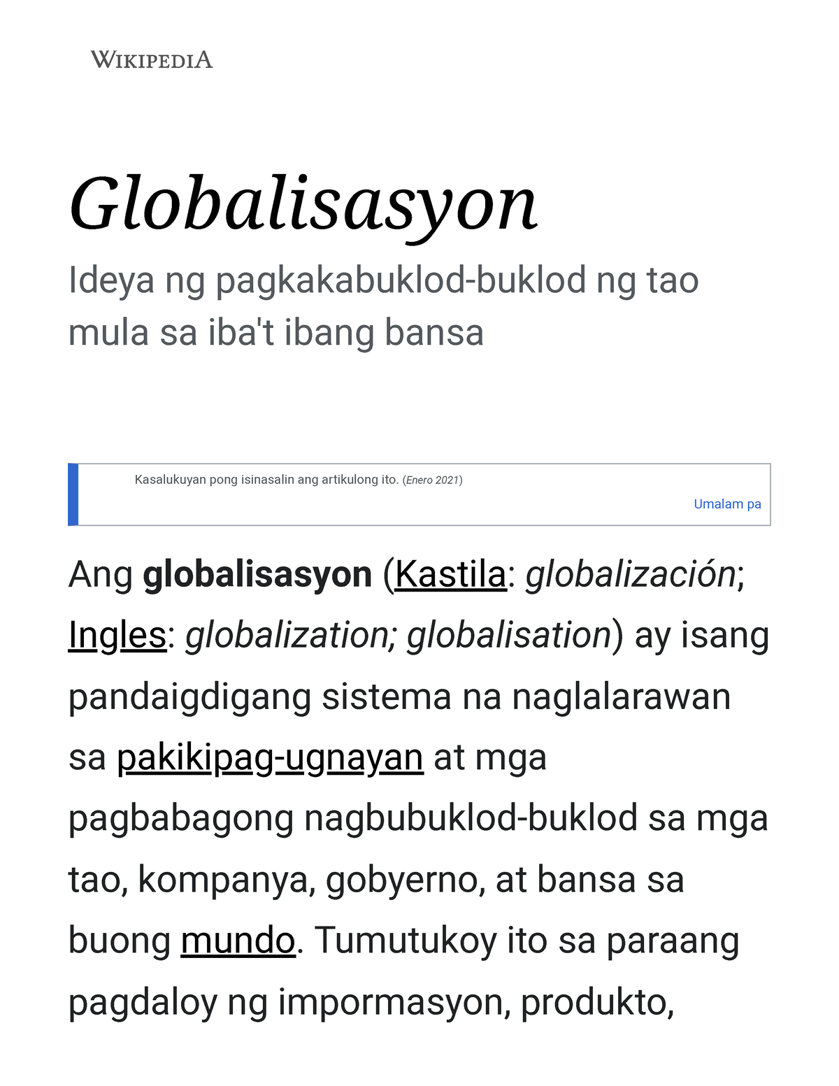 Globalisasyon - Wikipedia, Ang Malayang Ensiklopedya - Globalisasyon ...