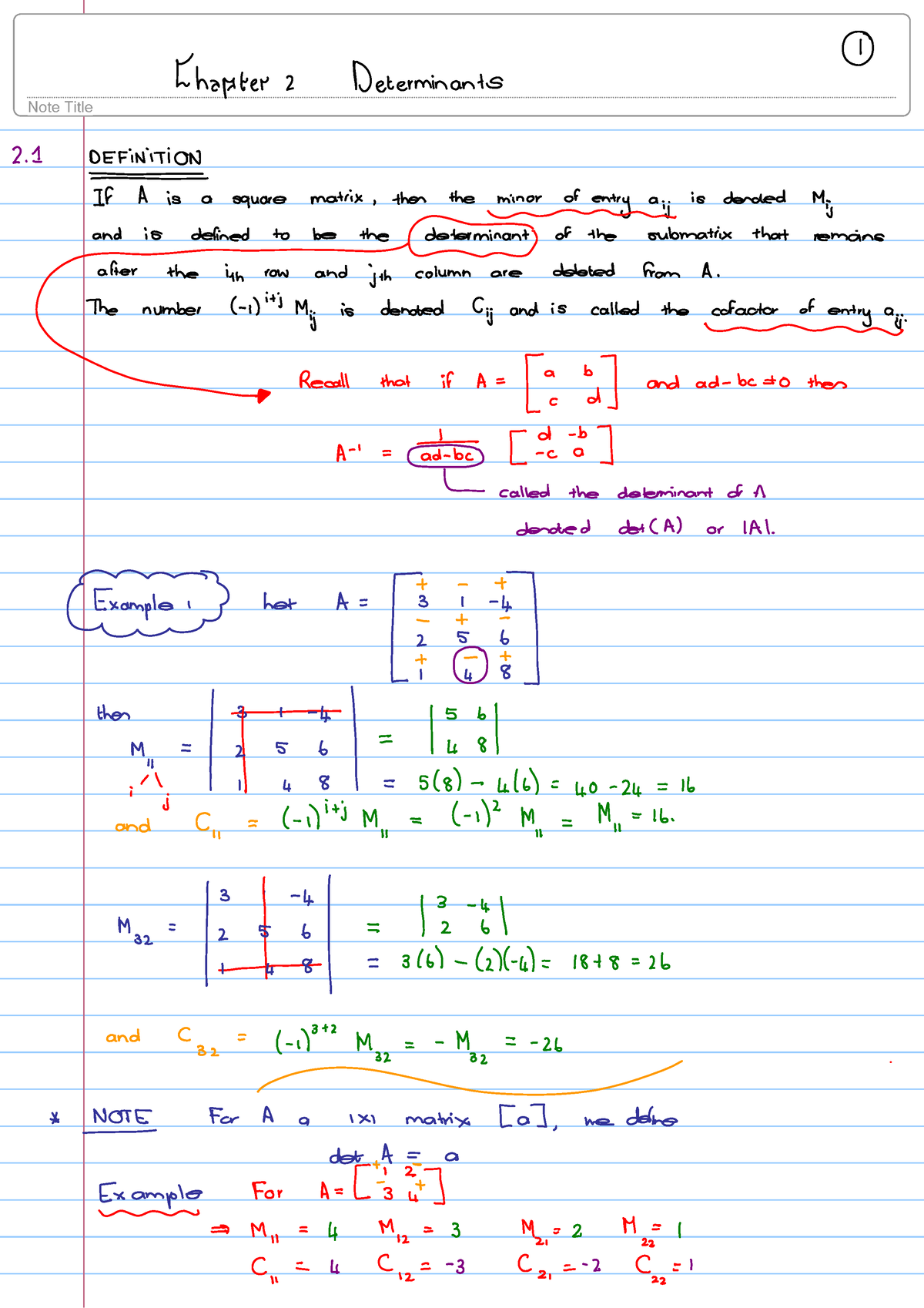 Chapter 2 Lecture 1 - Determinants - 144 - Studocu