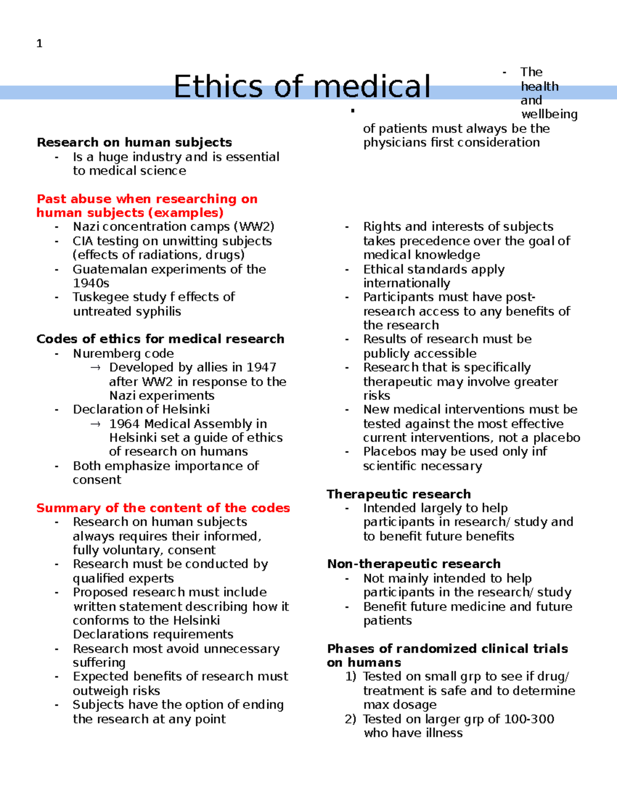 medical research involving human subjects ethics