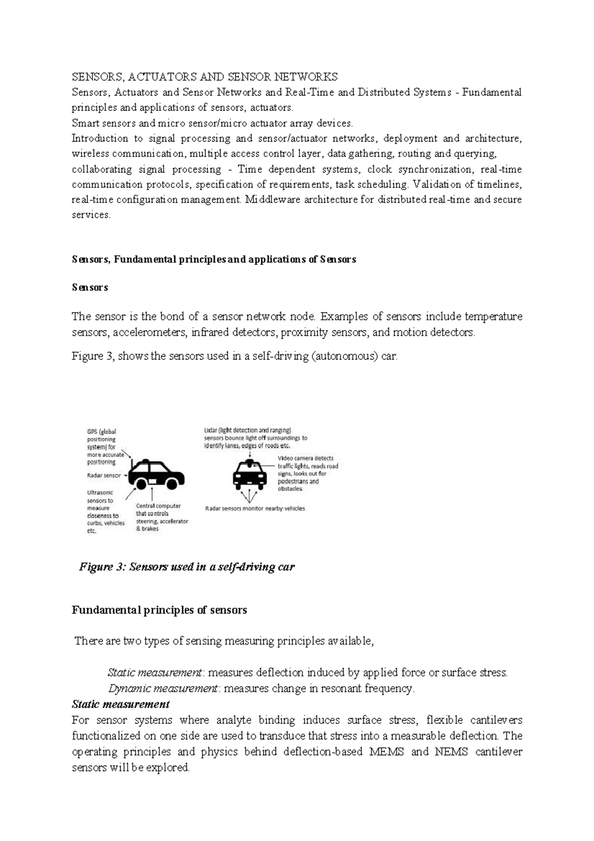Unit 3 notes SENSORS, ACTUATORS AND SENSOR NETWORKS Sensors