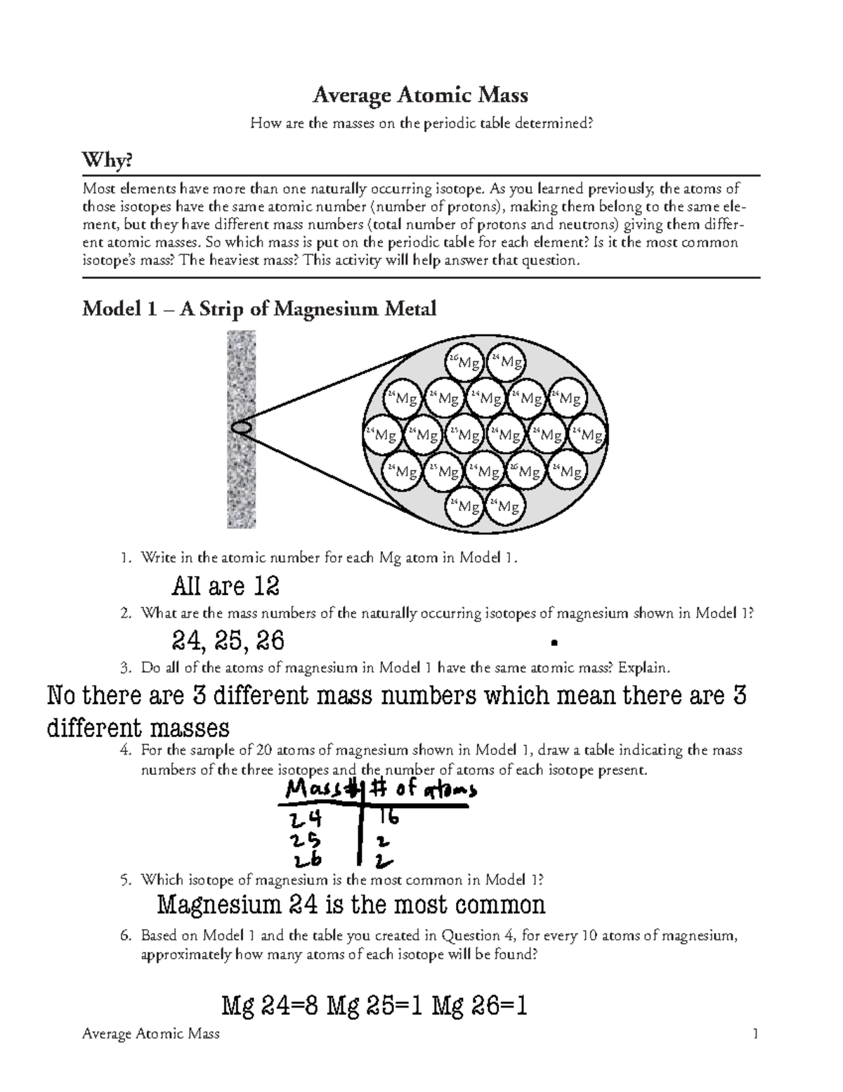 Average Atomic Mass