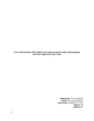 Lab Report NaOH Standardization - Lab 4: Standardization of a 0 Sodium