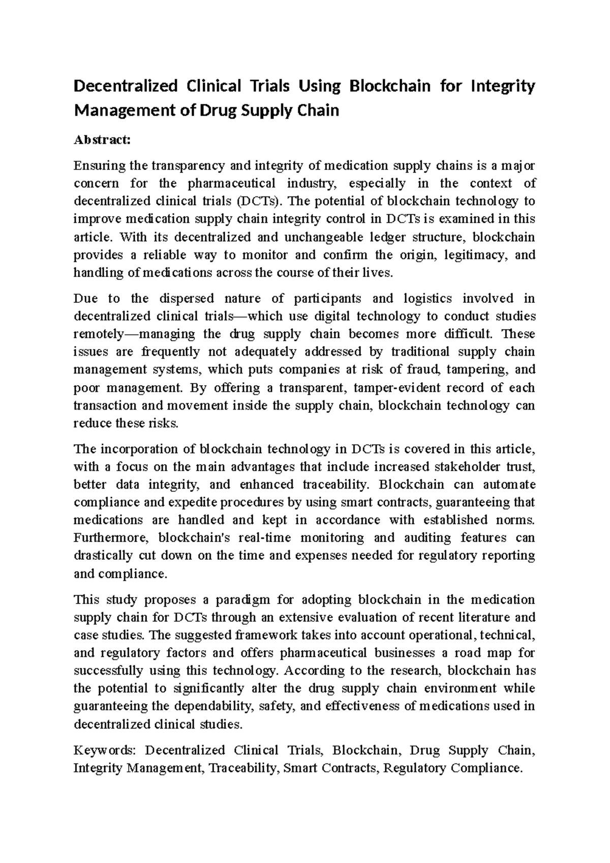 Decentralized Clinical Trials Using Blockchain for Integrity Management ...