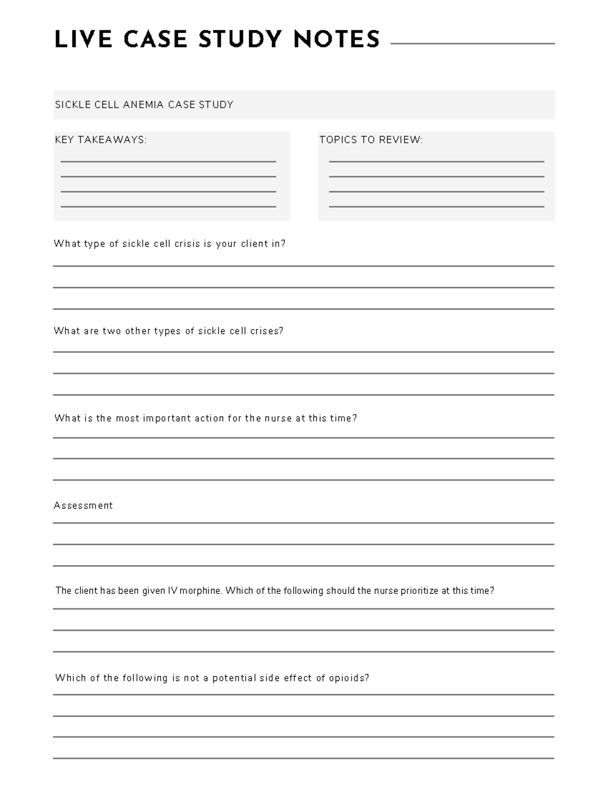 Hematological Case Study Note Taking Handout - LIVE CASE STUDY NOTES ...