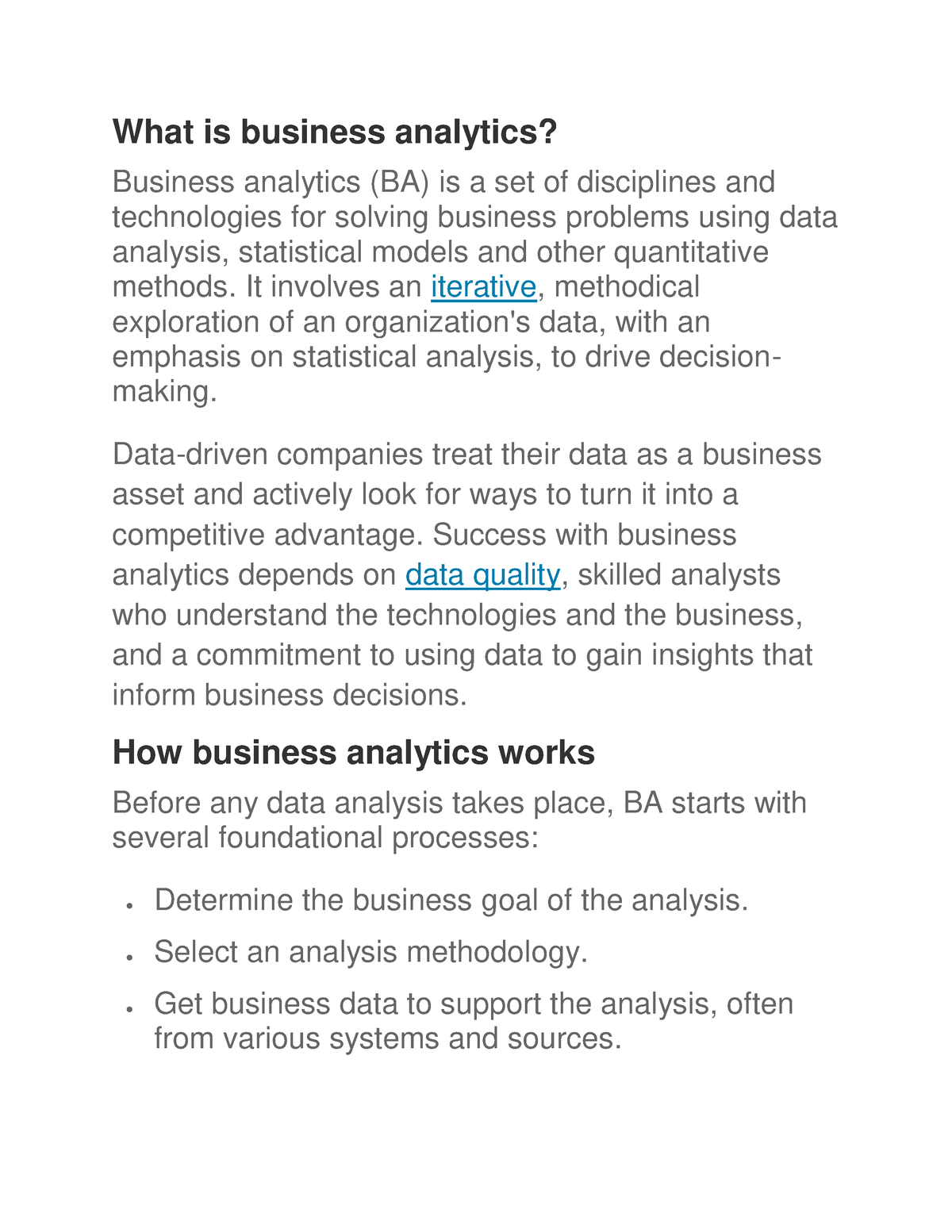 MBA-IT01 UNIT 1 - It Notes - What Is Business Analytics? Business ...