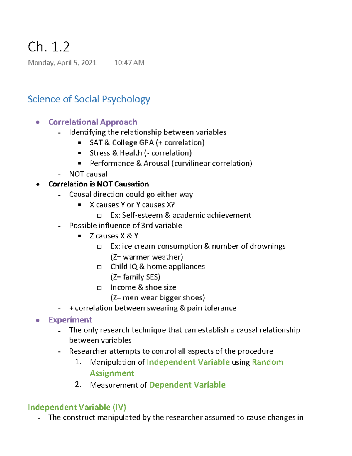 Ch. 1 - Science Of Social Psychology Chapter 1.2 Notes - Science Of ...