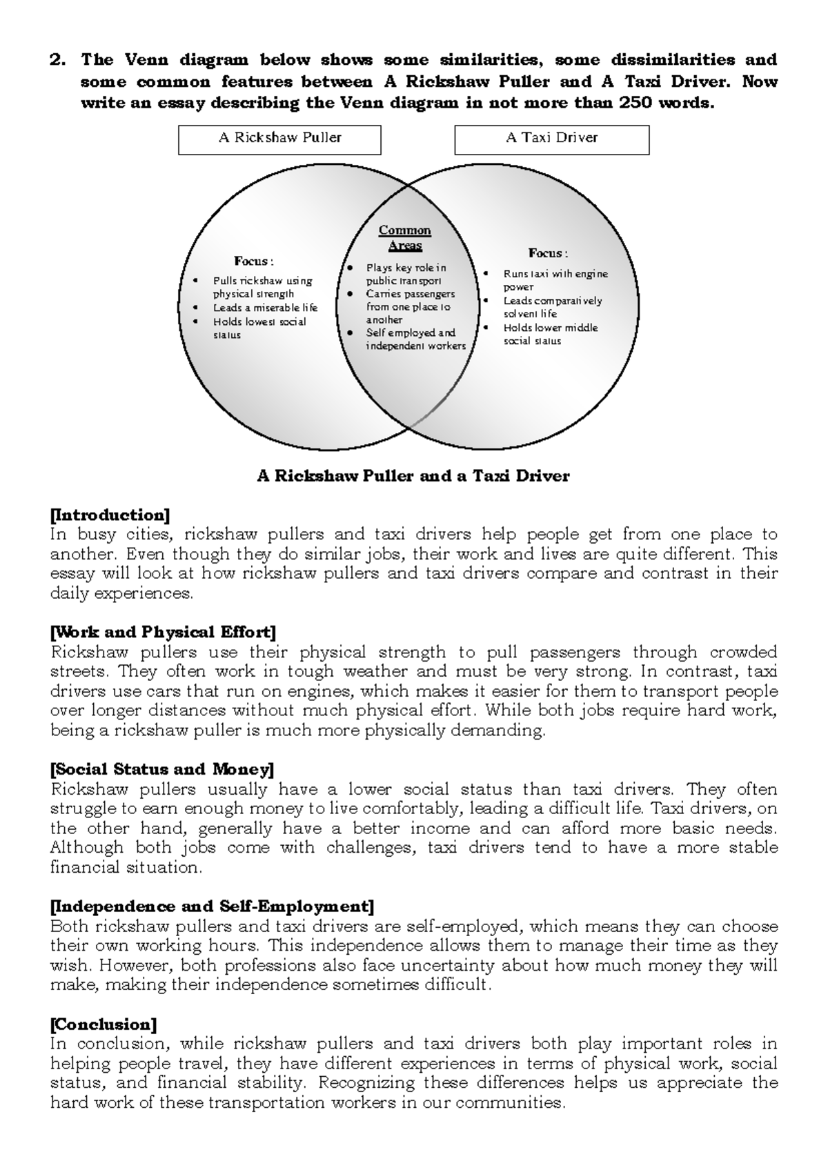 Compare and contrast writing - 2. The Venn diagram below shows some ...