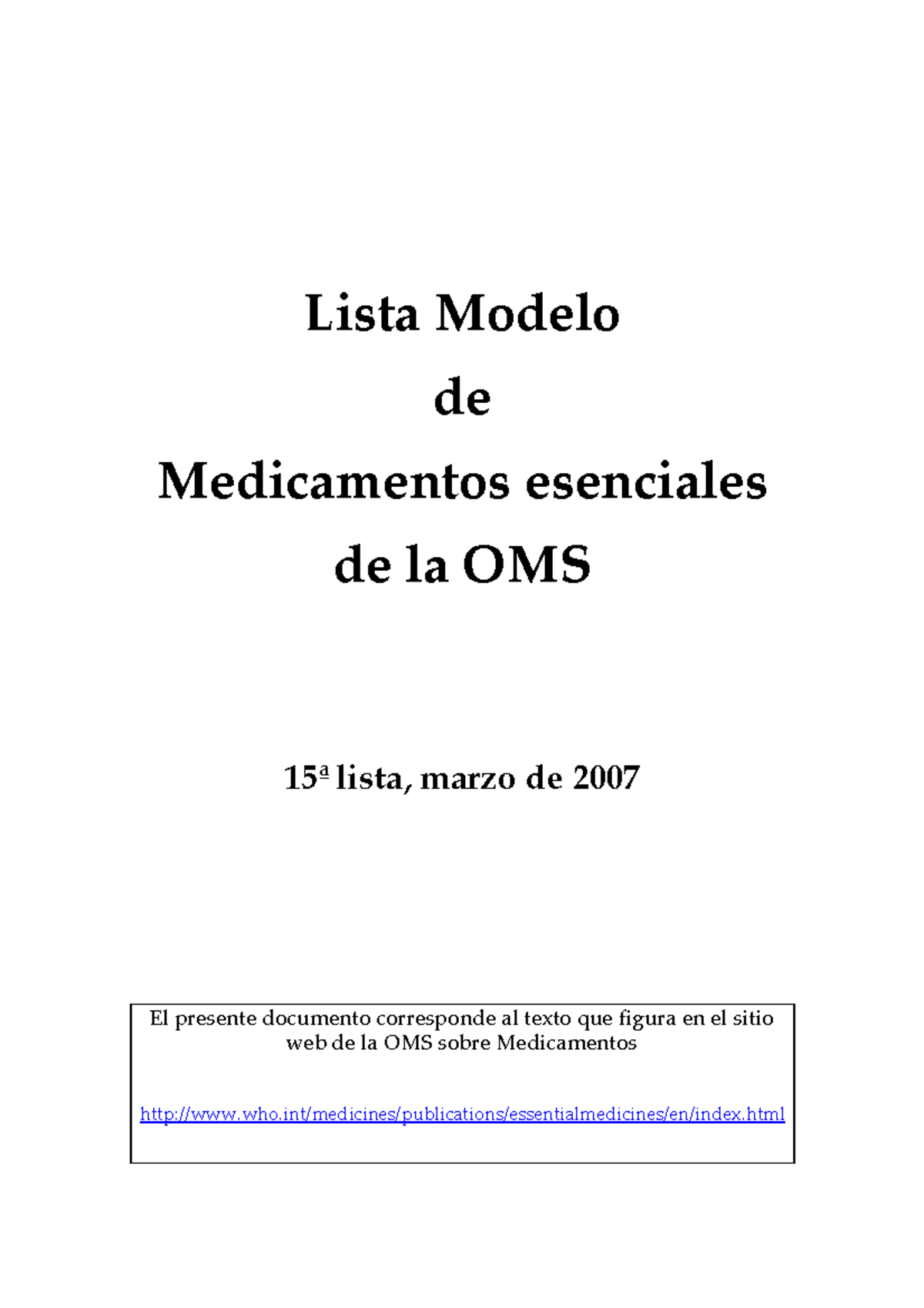 MEDICAMENTOS ESENCIALES - Lista Modelo De Medicamentos Esenciales De La ...