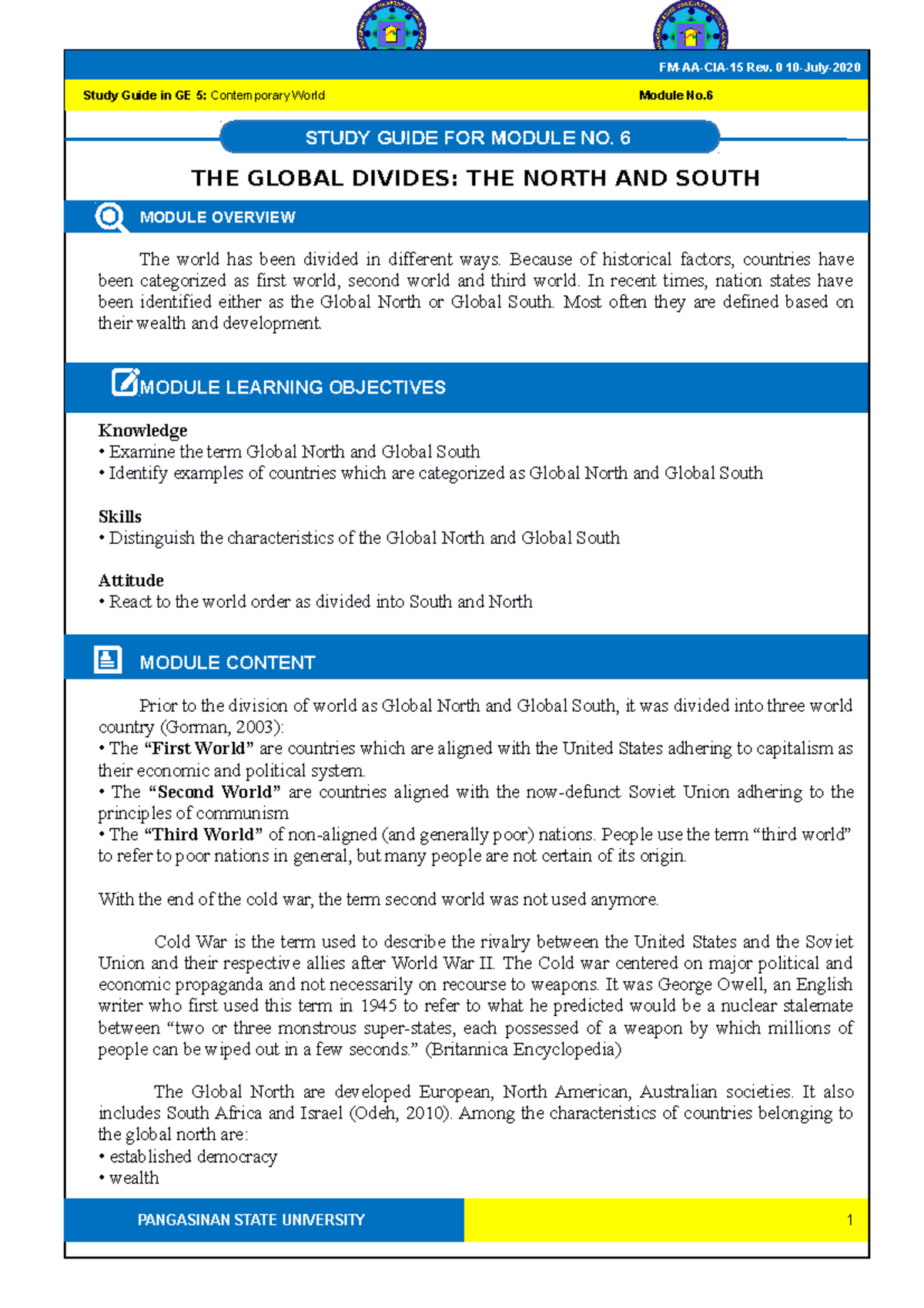TCW Module 6 The Global Divides - THE GLOBAL DIVIDES: THE NORTH AND ...