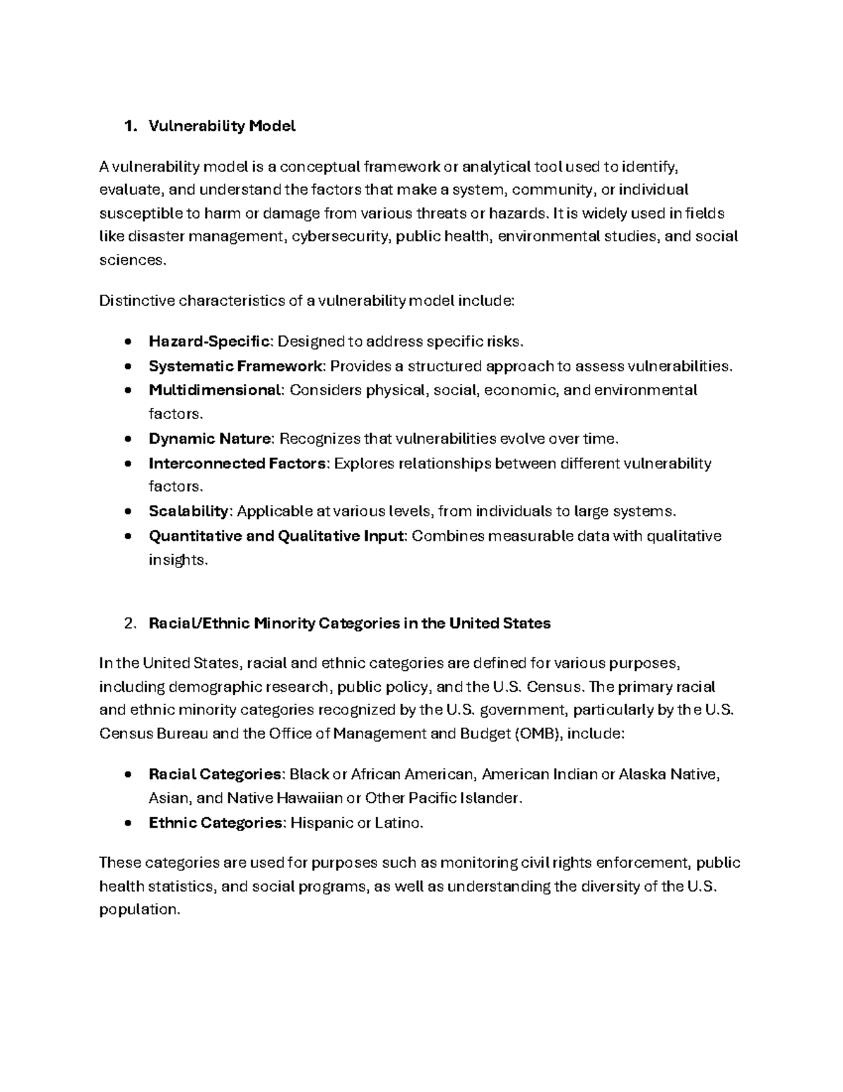 Answers question - lecture - Vulnerability Model A vulnerability model ...