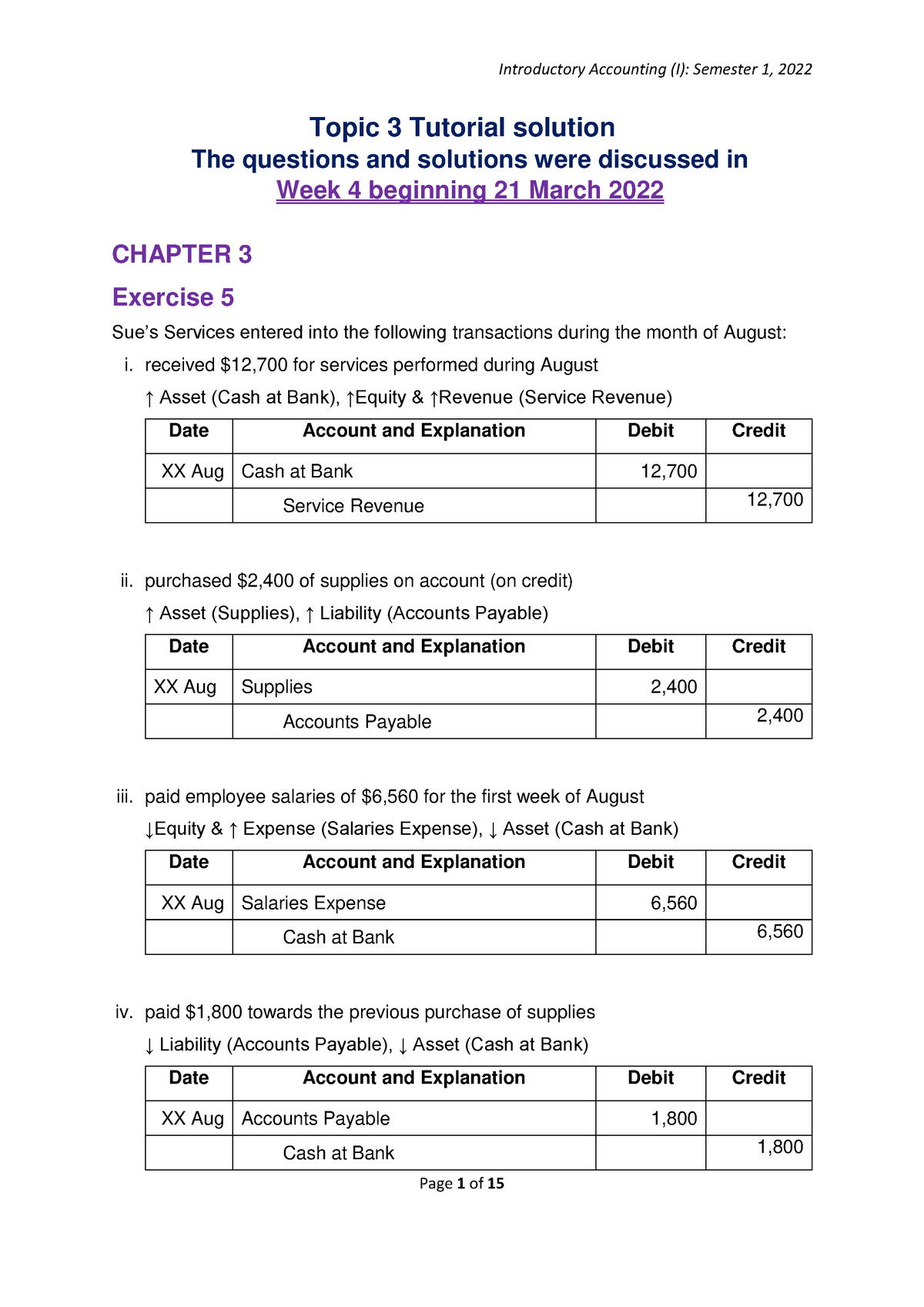 Topic 3 Tutorial Solutions - Topic 3 Tutorial Solution The Questions ...