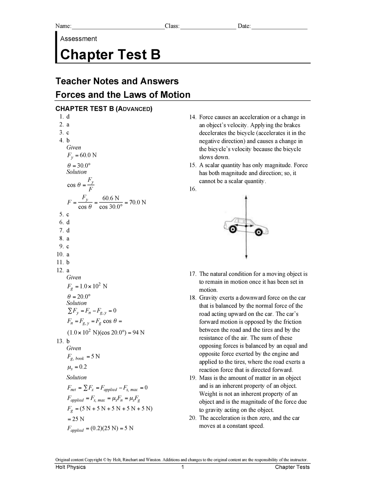 Hssp0400t Chaptestb - Test - Original Content Copyright © By Holt ...