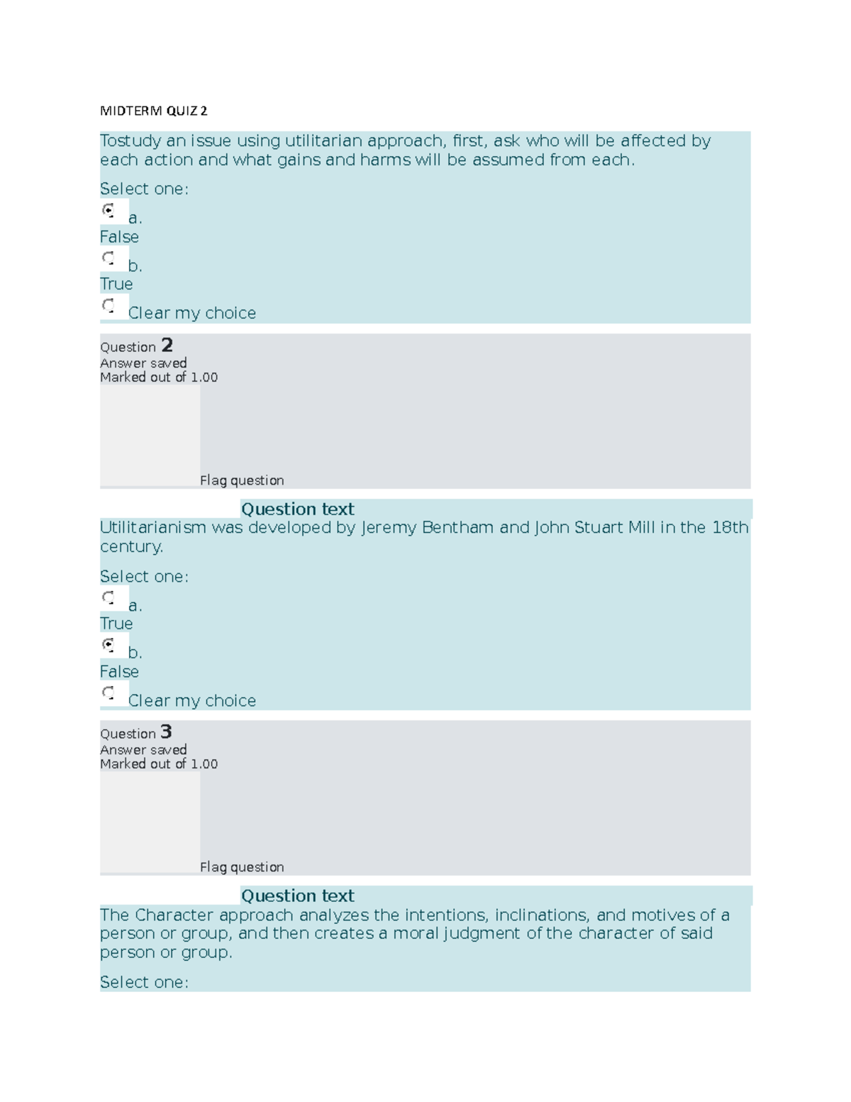 Business Ethics Midterm QUIZ - MIDTERM QUIZ 2 Tostudy an issue using ...