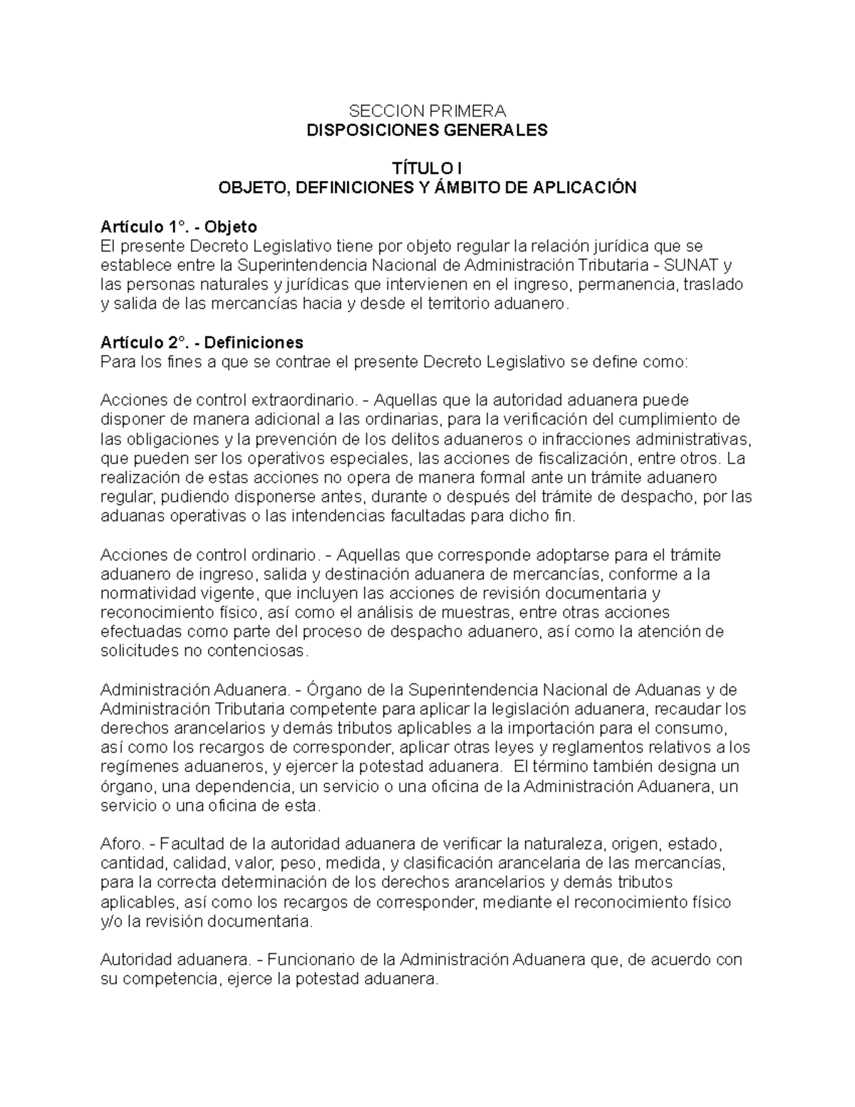 Derecho Aduanero Proceso - SECCION PRIMERA DISPOSICIONES GENERALES ...