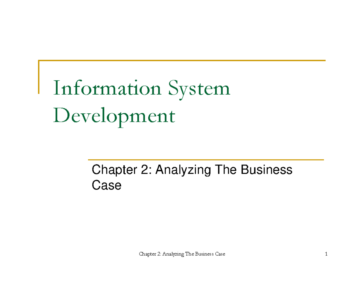 Chp 2 - Additional notes - Chapter 2: Analyzing The Business Case ...