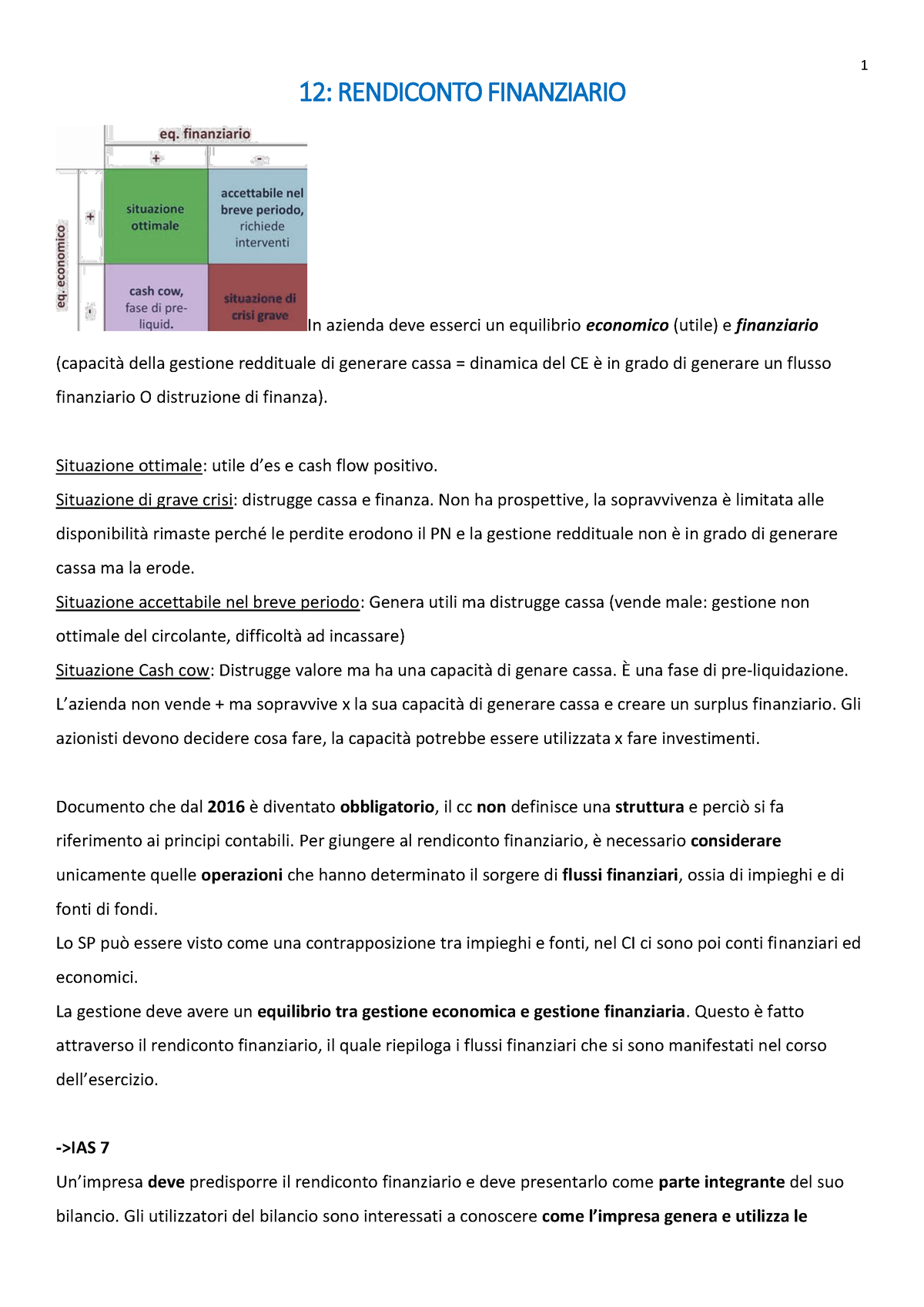 12. Rendiconto Finanziario - 12 : RENDICONTO FINANZIARIO In Azienda ...