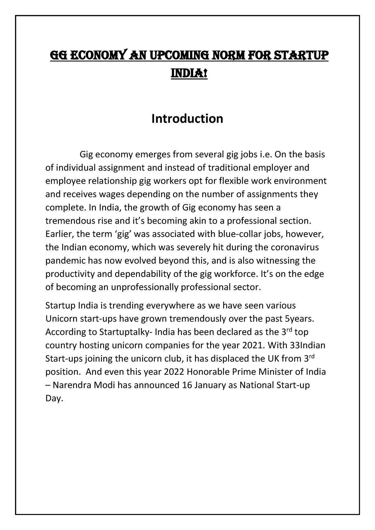 research proposal on gig economy in india