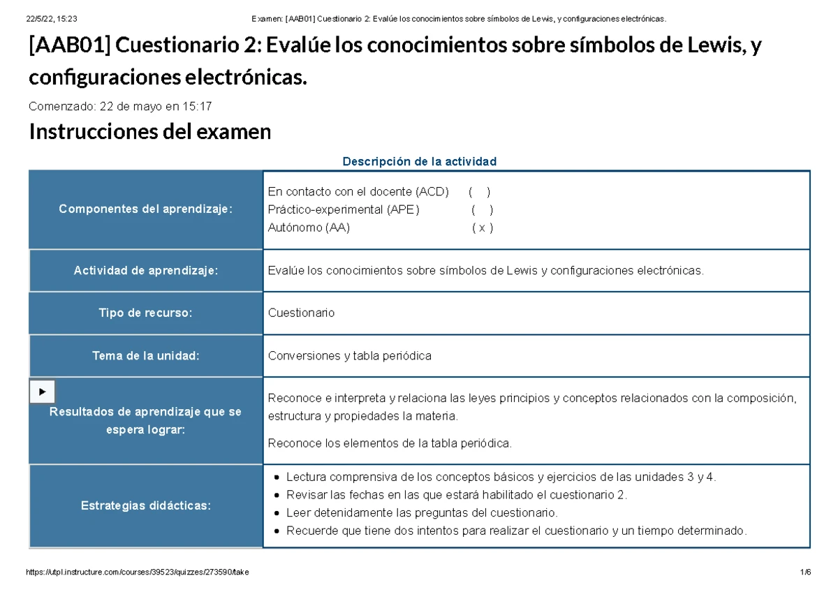 Examen [ AAB01 ] Cuestionario 3 Mida su nivel de conocimientos sobre ...