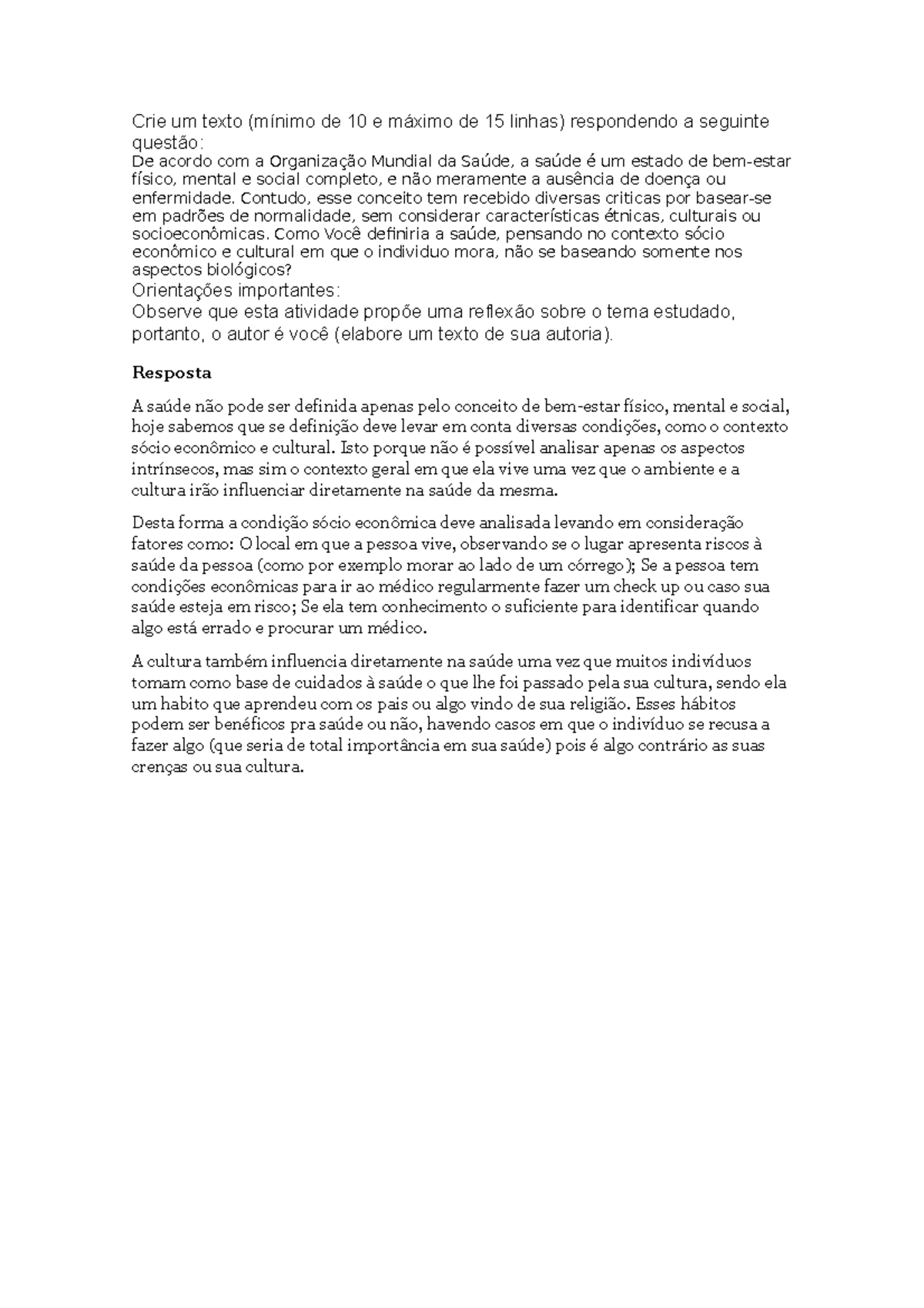 Atividade 3 - Crie um texto (mínimo de 10 e máximo de 15 linhas ...