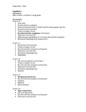 Exam 1Study Guide - Lecture notes Exam 1 - Study Guide – Exam 1 Lecture ...