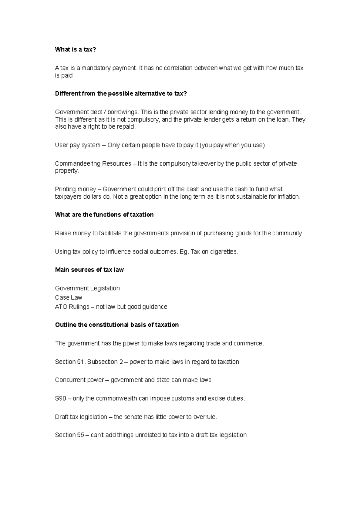 Week 2 Tutorial What Is A Tax A Tax Is A Mandatory Payment It Has 