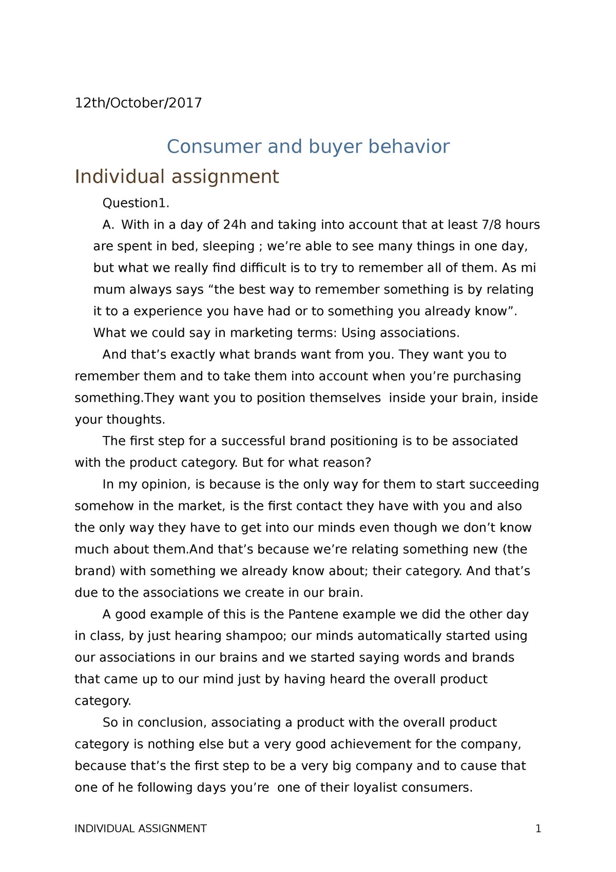 essay questions about consumer behaviour