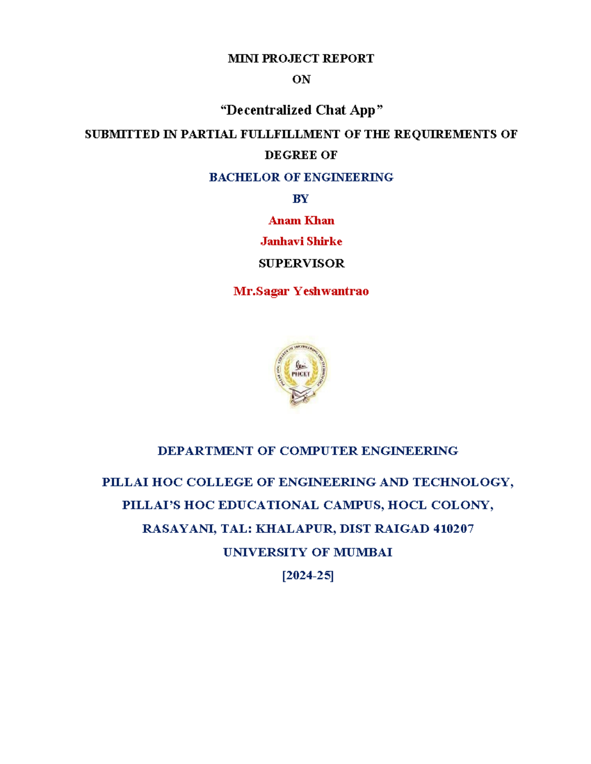 BC^120ekdam^ 120final copy - MINI PROJECT REPORT ON “Decentralized Chat ...