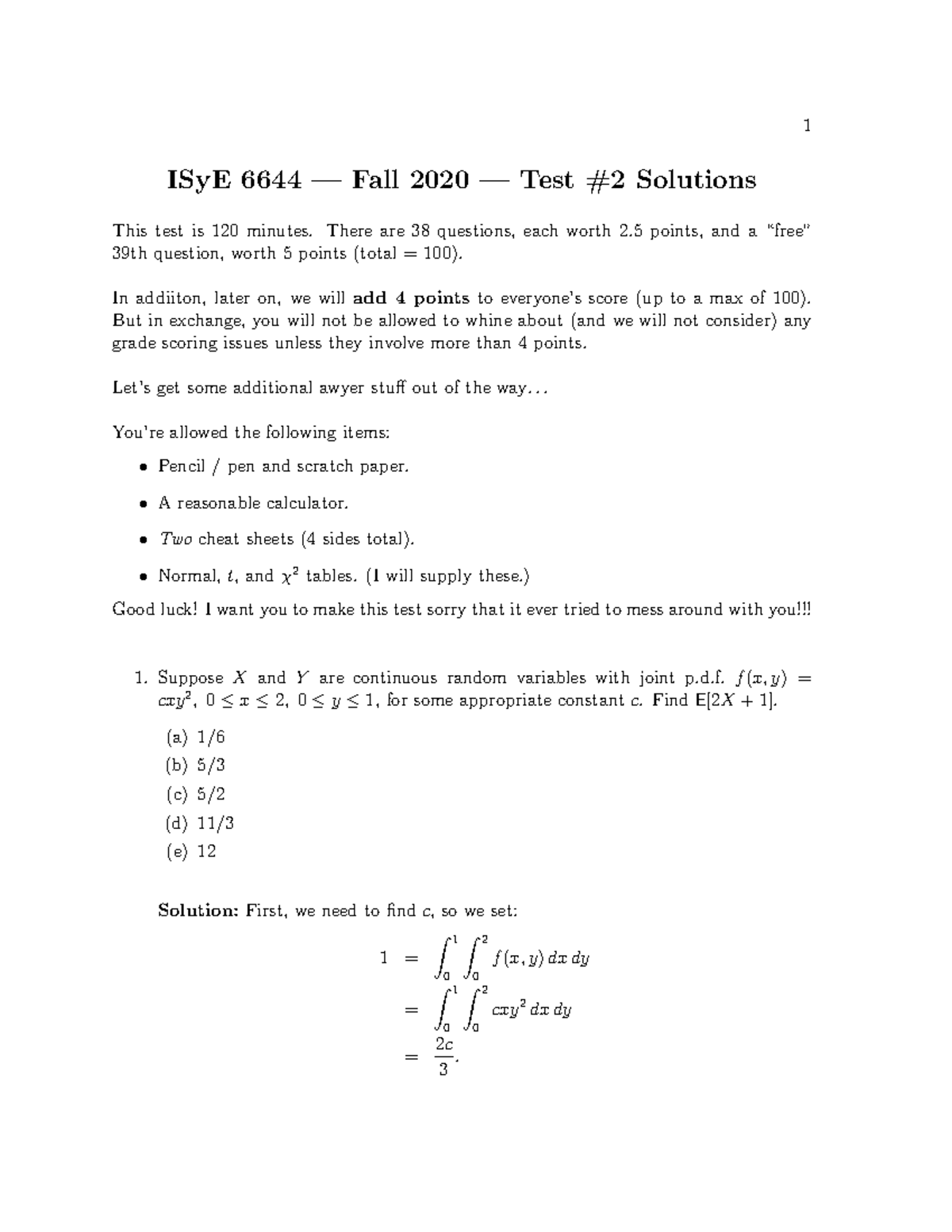 Midterm II solutions A test2 ISYE 6644 Tech Studocu