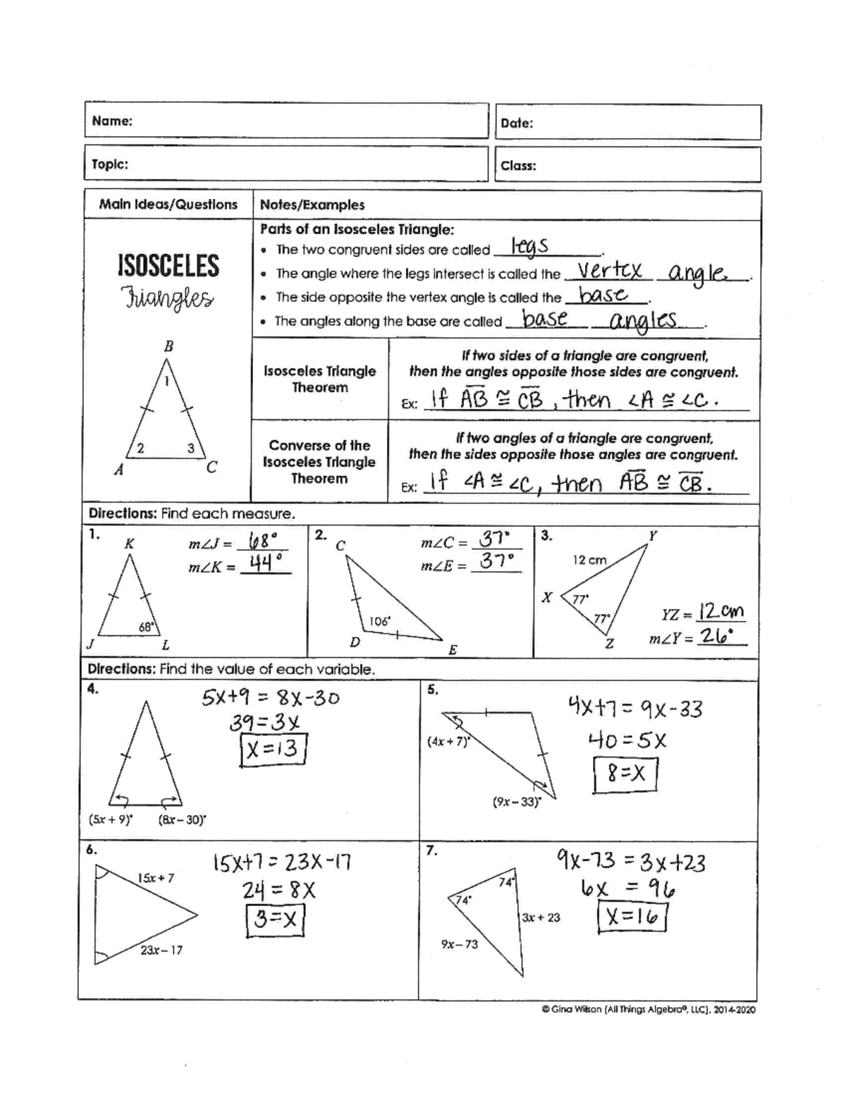 unit 4 homework 3 isosceles and equilateral triangles