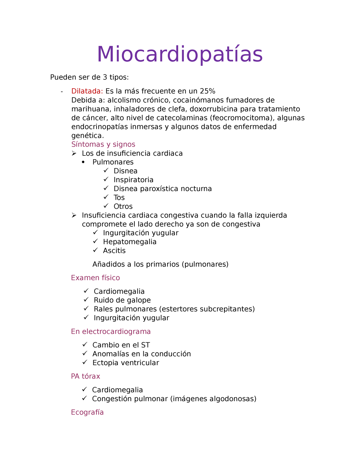 Miocardiopatías - Miocardiopatías Pueden Ser De 3 Tipos: Dilatada: Es ...