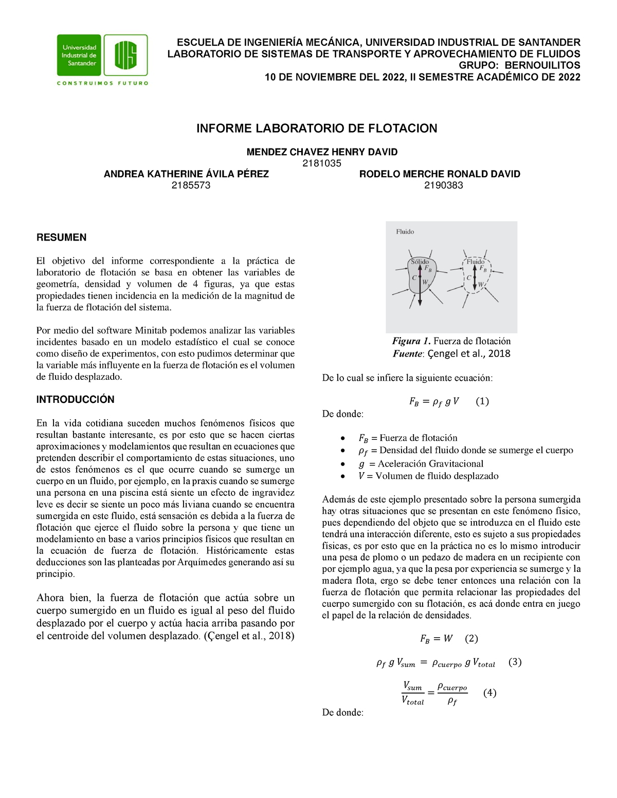 Informe De Mecanica De Fluidos - ESCUELA DE INGENIERÍA MECÁNICA ...