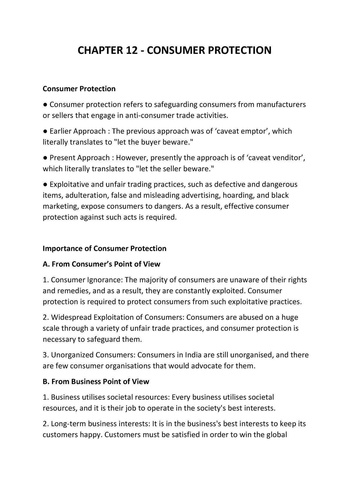 Chapter 12 - Consumer Protection - CHAPTER 12 - CONSUMER PROTECTION ...