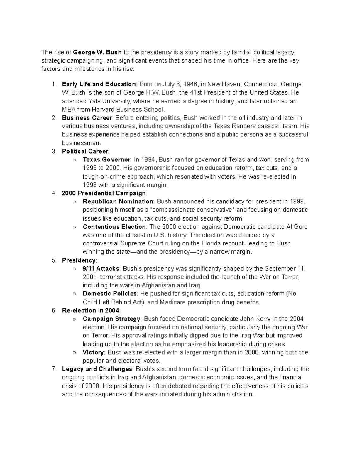 Rise of Bush - Explains rise of Bush in United States - The rise of ...