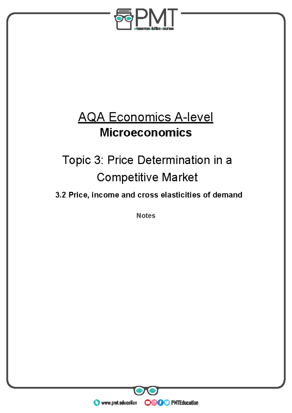 B) Price, income and cross elasticities of demand - AQA Economics A ...