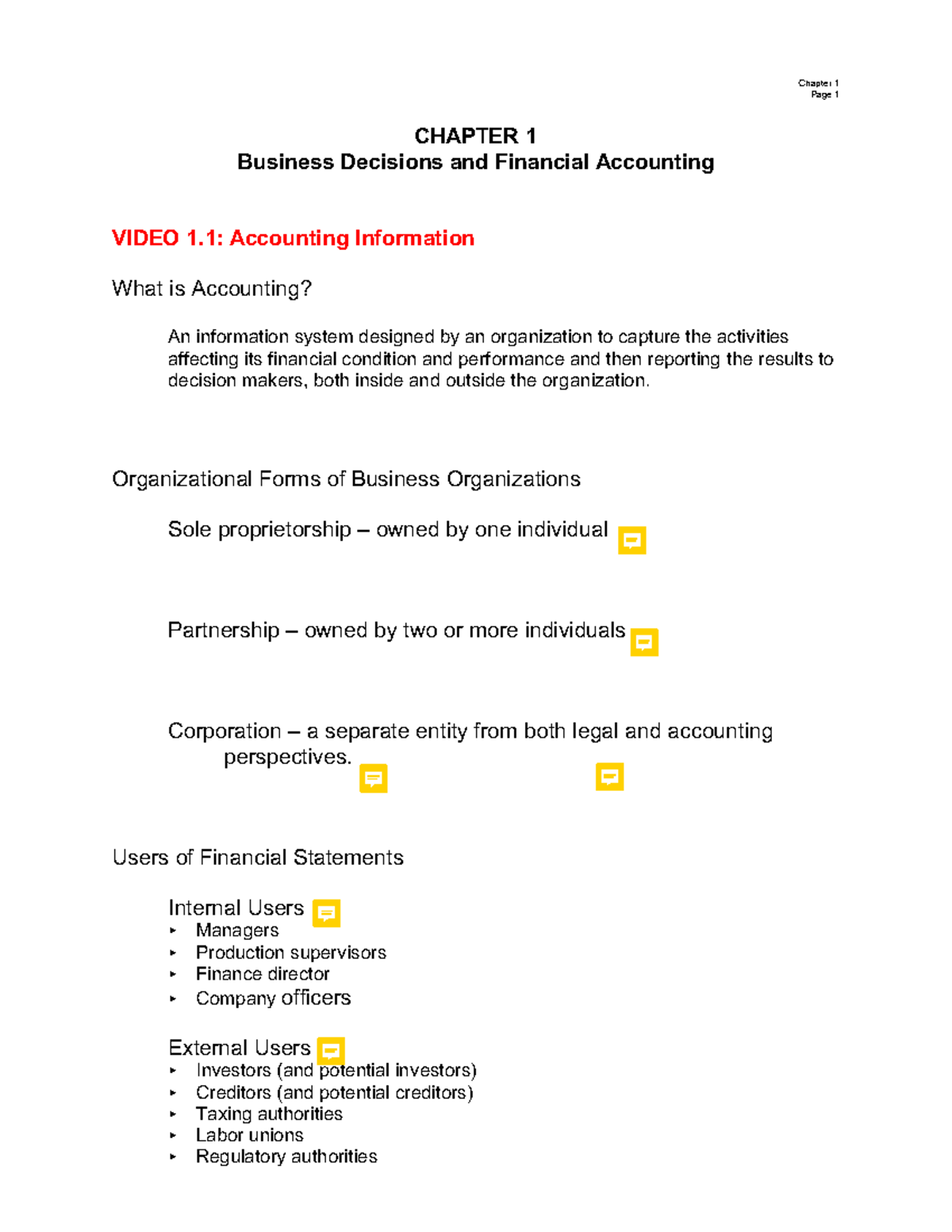 Ch01 - Business Decisions & Financial Accounting - Page 1 CHAPTER 1 ...