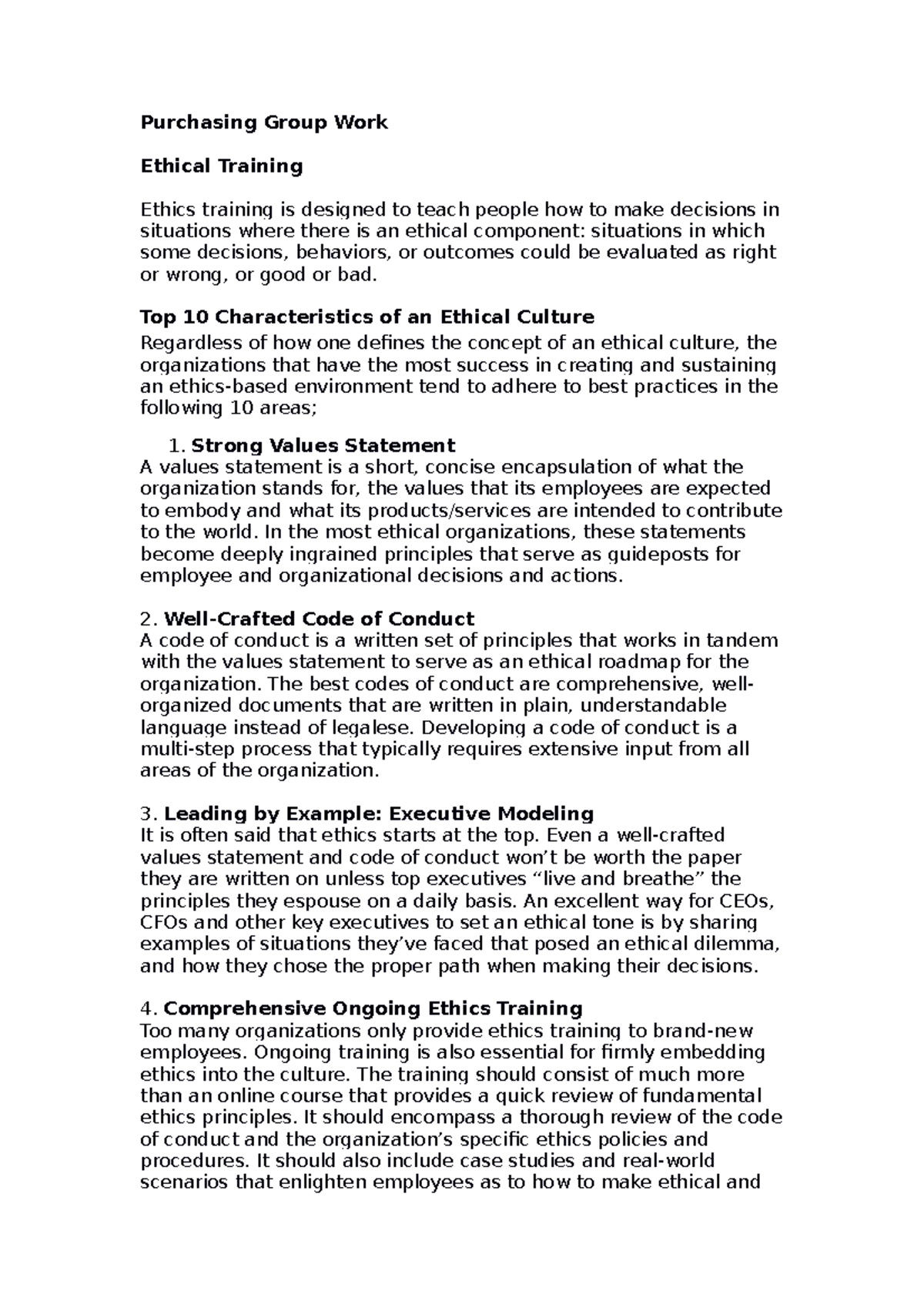Purchasing Group Work - Purchasing Group Work Ethical Training Ethics ...