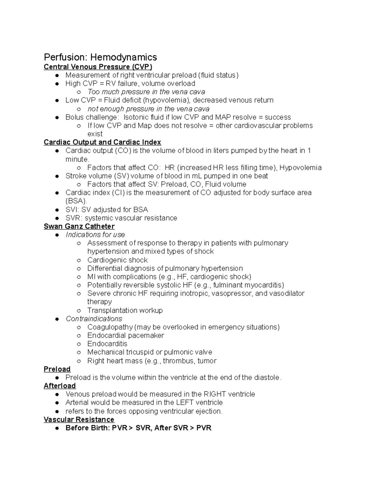Additional hemodynamic information terms and values - Perfusion ...