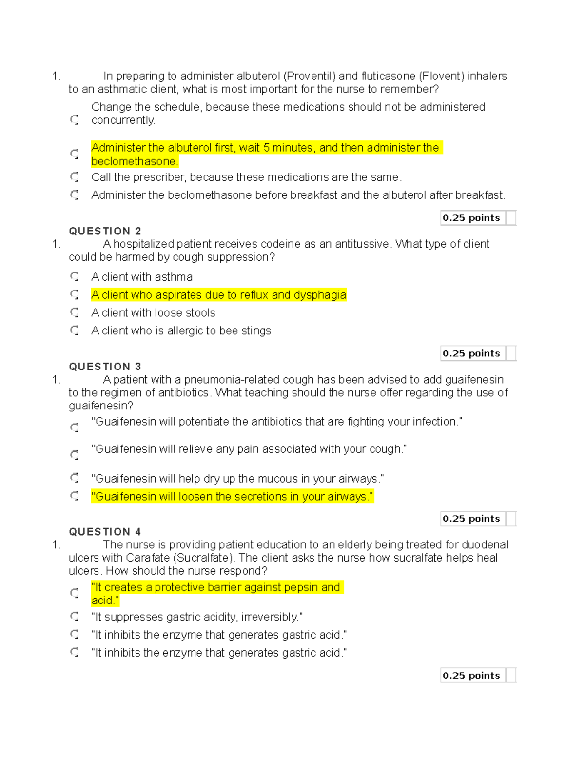 Pharm quiz7 - Exam - In preparing to administer albuterol (Proventil ...